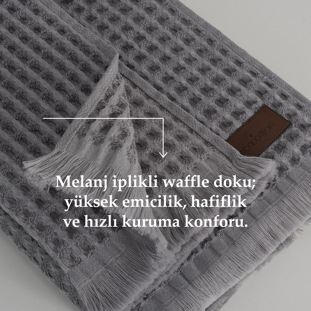 Seren 2 li Havlu Seti Organik Pamuk Antrasit