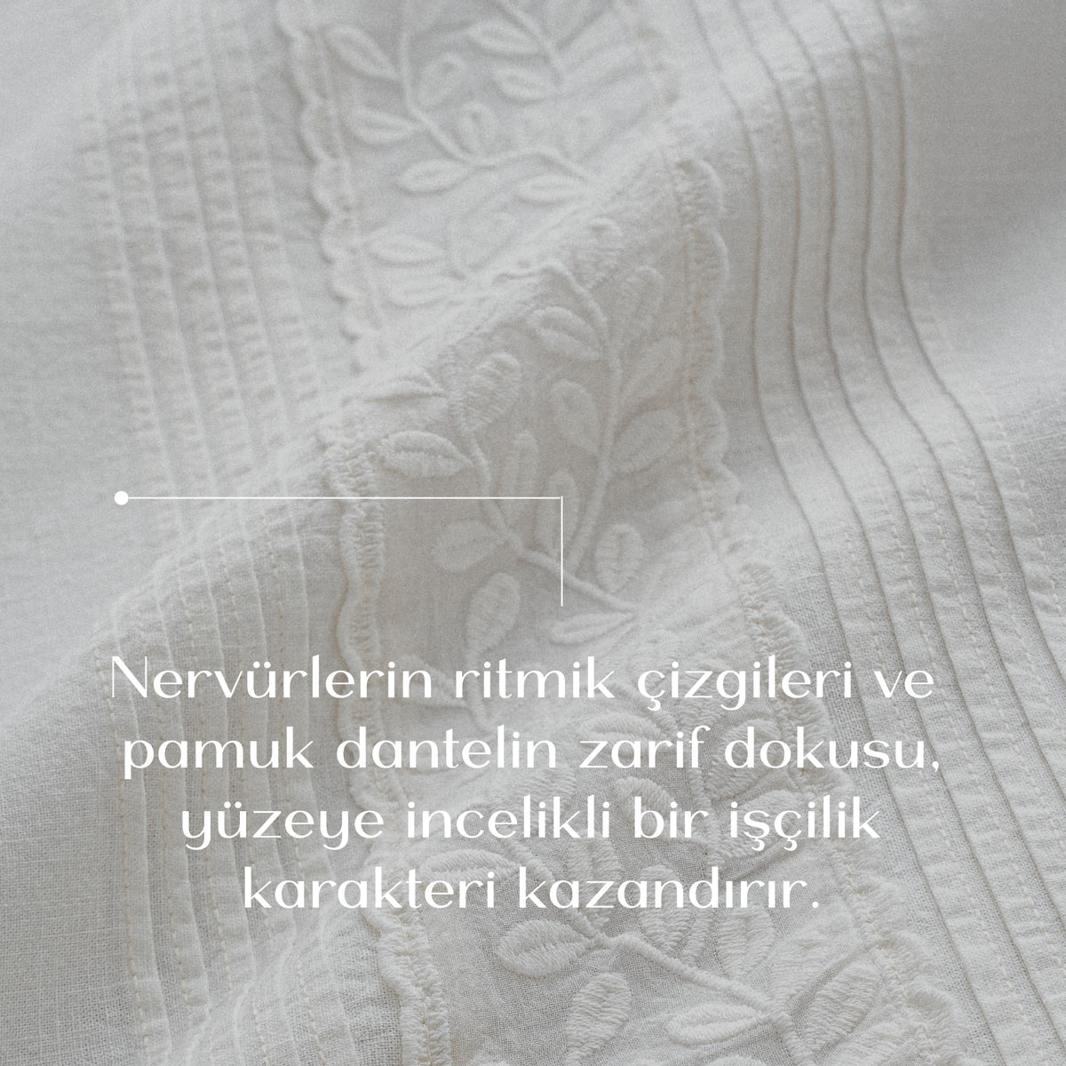 Adelya Çift Kişilik Nevresim Takımı Organik Pamuk Keten Brodeli Krem