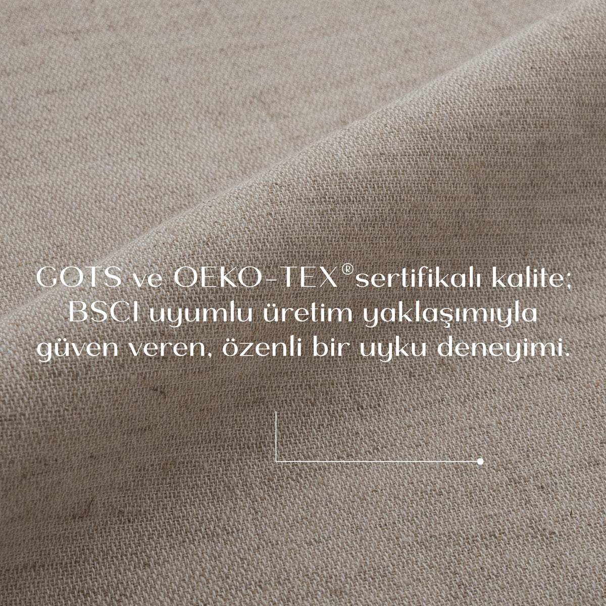 Maide Çift Kişilik Nevresim Takımı Organik Pamuk Kenevir Karışımlı Nakışlı Bej