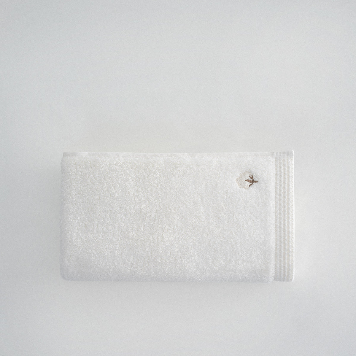 Pure Cotton Yüz Havlusu Organik Pamuk Kelebek Bordürlü Krem