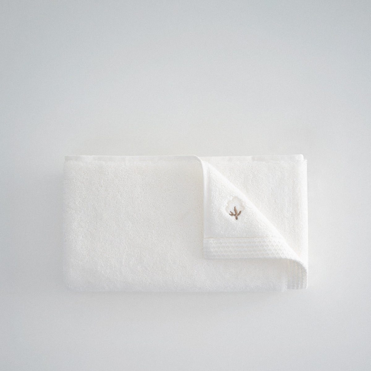Pure Cotton Yüz Havlusu Organik Pamuk Kelebek Bordürlü Krem