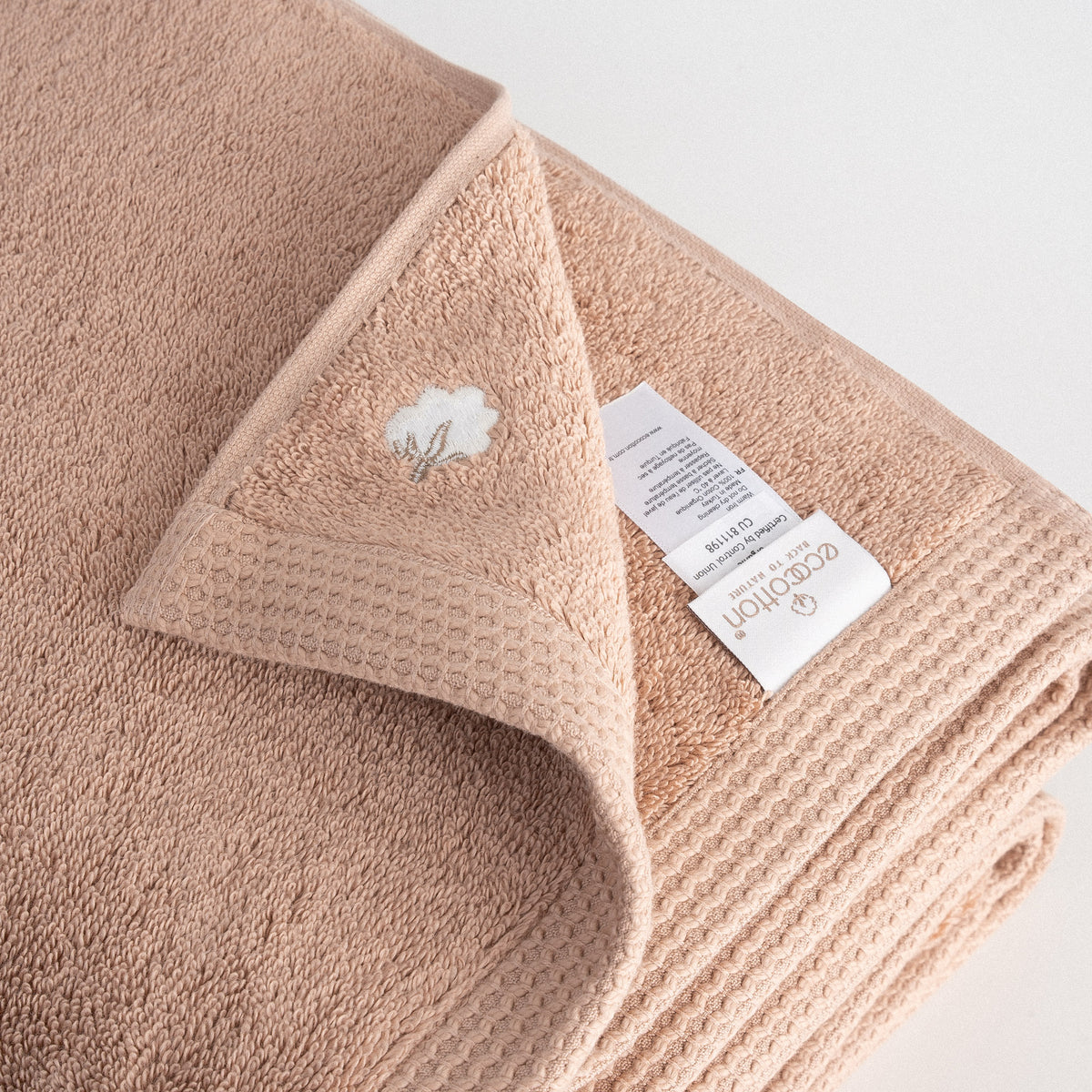 Pure Cotton Yüz Havlusu Organik Pamuk Kelebek Bordürlü Kahve