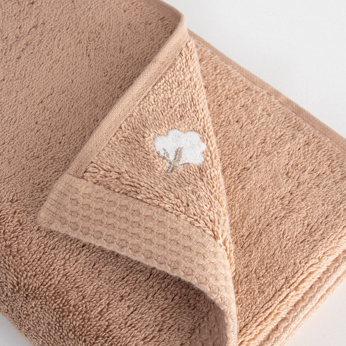 Pure Cotton Yüz Havlusu Organik Pamuk Kelebek Bordürlü Kahve