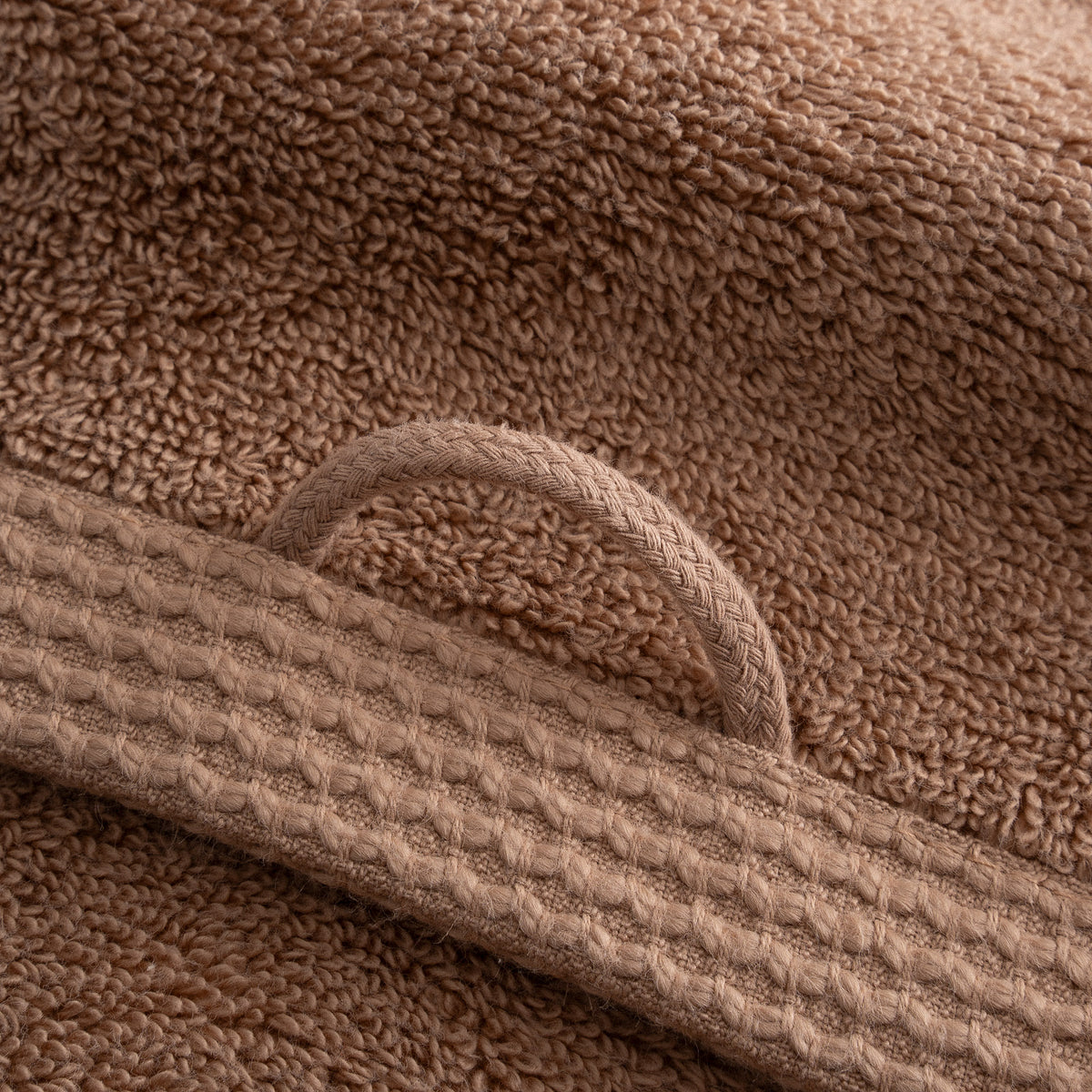 Pure Cotton Yüz Havlusu Organik Pamuk Kelebek Bordürlü Kahve
