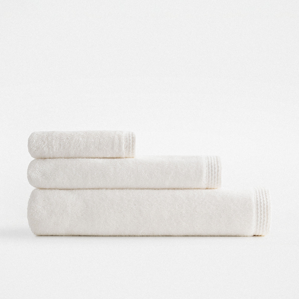 Pure Cotton 3 lü Havlu Seti Organik Pamuk Kelebek Bordürlü Krem