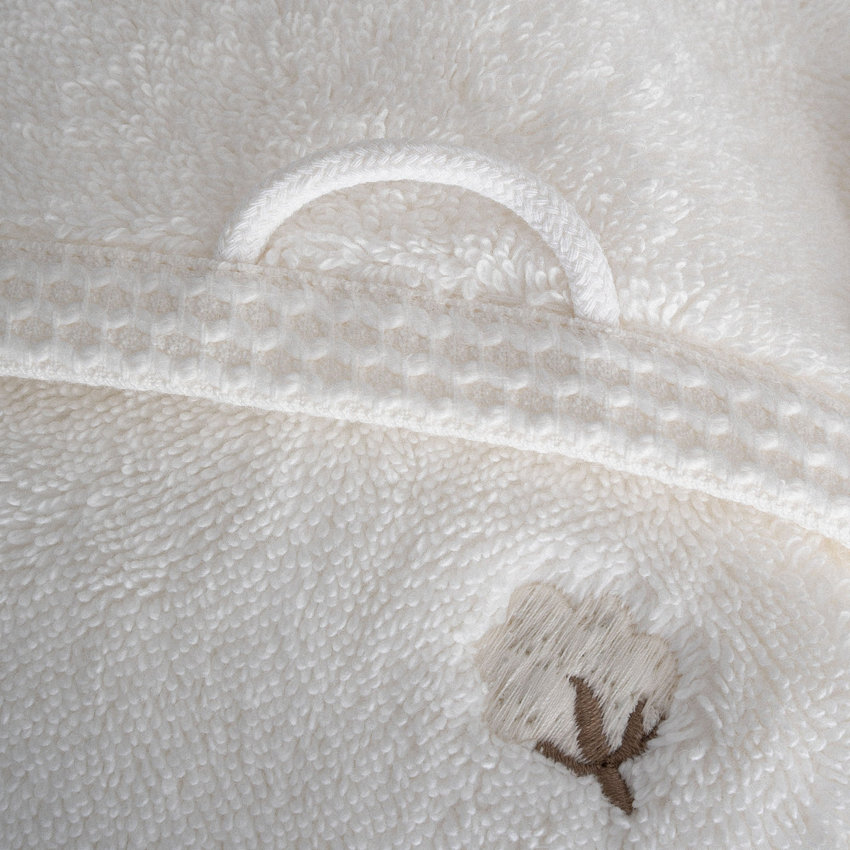 Pure Cotton 3 lü Havlu Seti Organik Pamuk Kelebek Bordürlü Krem