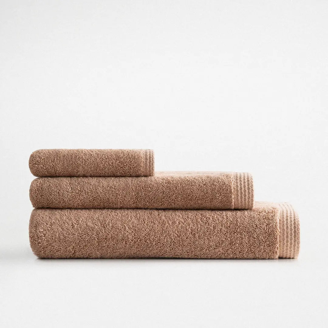 Pure Cotton 3 lü Havlu Seti Organik Pamuk Kelebek Bordürlü Kahve