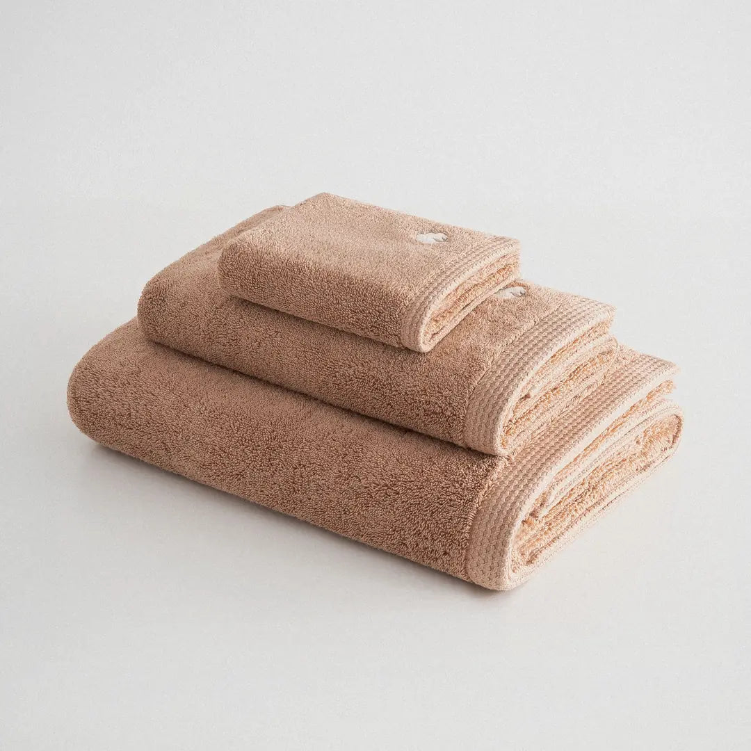 Pure Cotton 3 lü Havlu Seti Organik Pamuk Kelebek Bordürlü Kahve