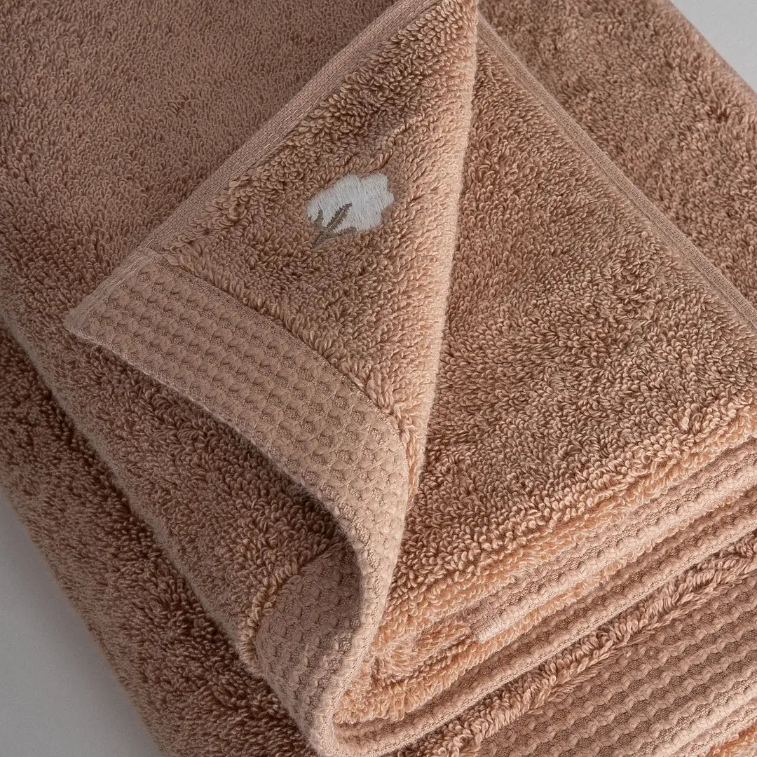 Pure Cotton 3 lü Havlu Seti Organik Pamuk Kelebek Bordürlü Kahve