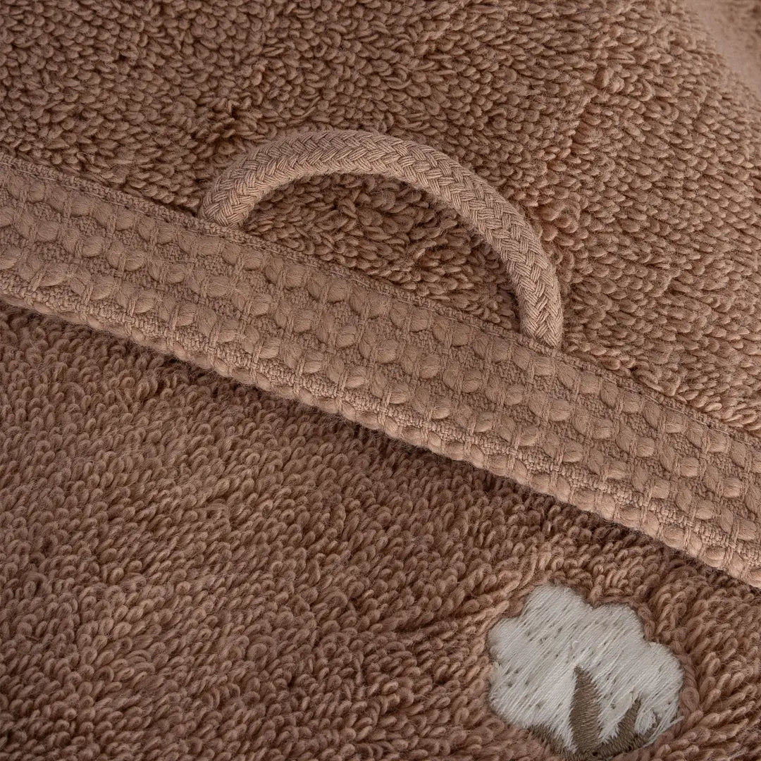 Pure Cotton 3 lü Havlu Seti Organik Pamuk Kelebek Bordürlü Kahve