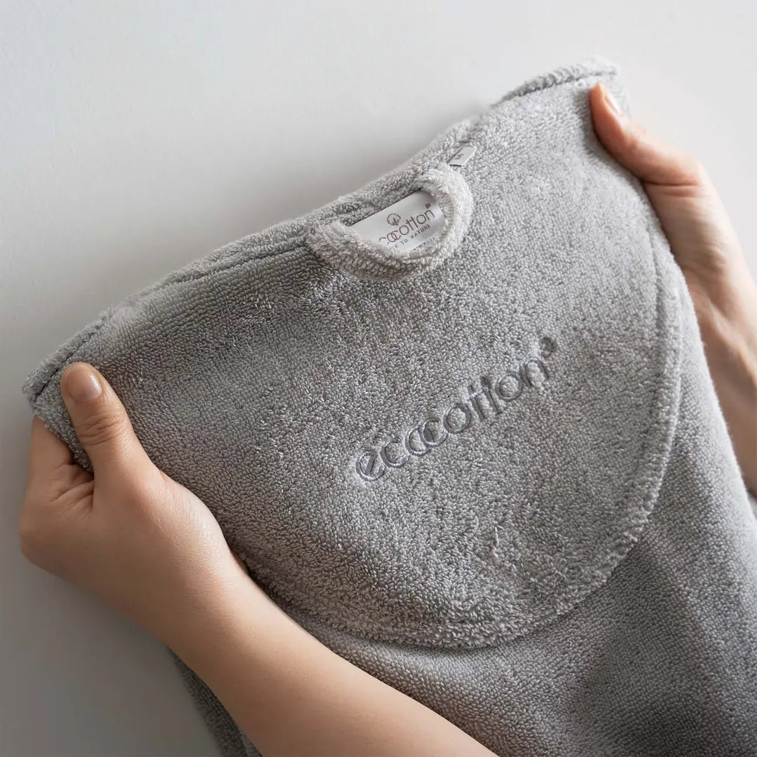 Pure Cotton Erkek Bornoz Organik Pamuk Gri