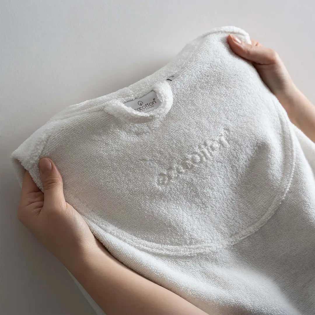 Pure Cotton Kadın Bornoz Organik Pamuk Krem