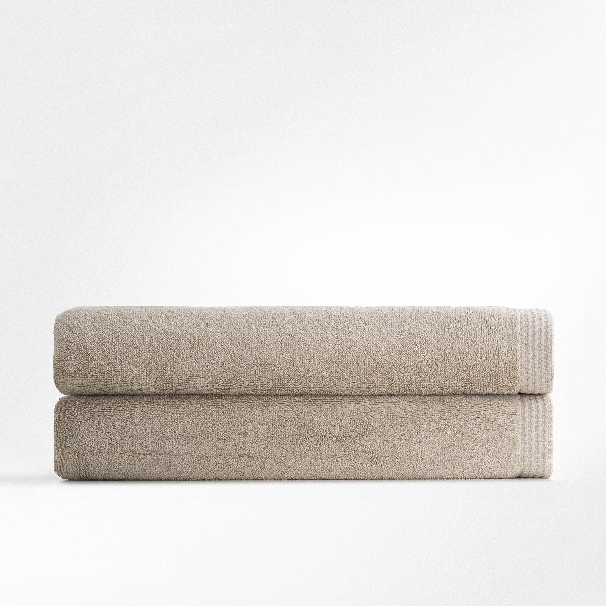 Pure Cotton 2 li Banyo Havlusu Seti Organik Pamuk Kelebek Bordürlü Bej