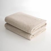 Pure Cotton 2 li Banyo Havlusu Seti Organik Pamuk Kelebek Bordürlü Bej