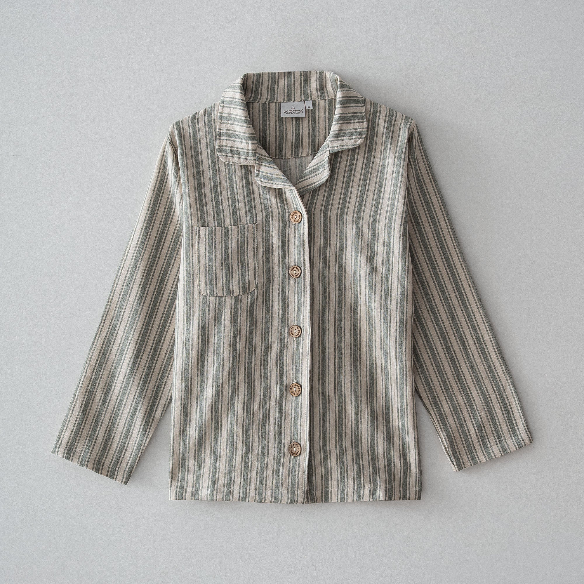 Ala Kadın Pijama Takımı Organik Pamuk Keten Yeşil