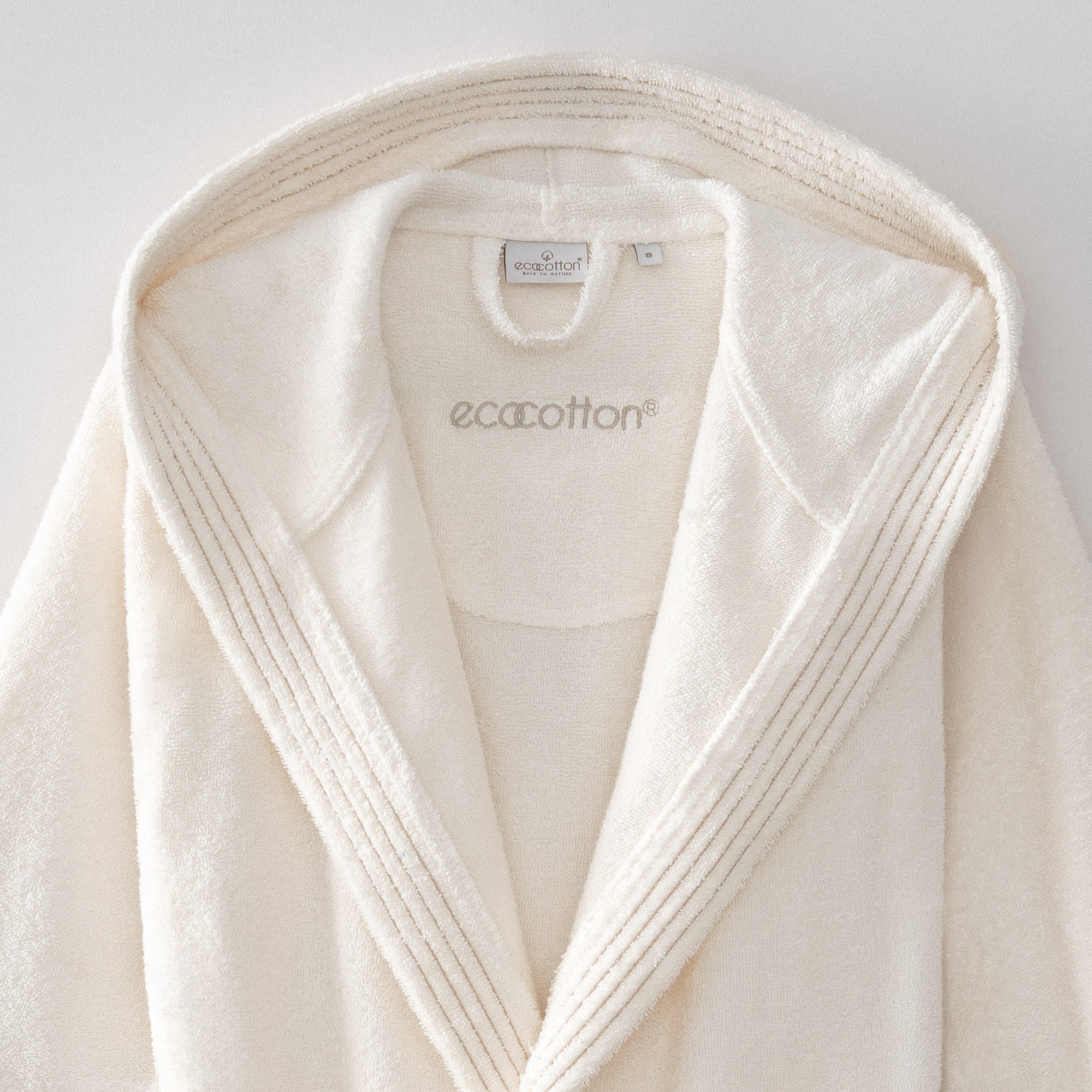 Ecosoft Yeni Kadın Bornoz Organik Pamuk Krem