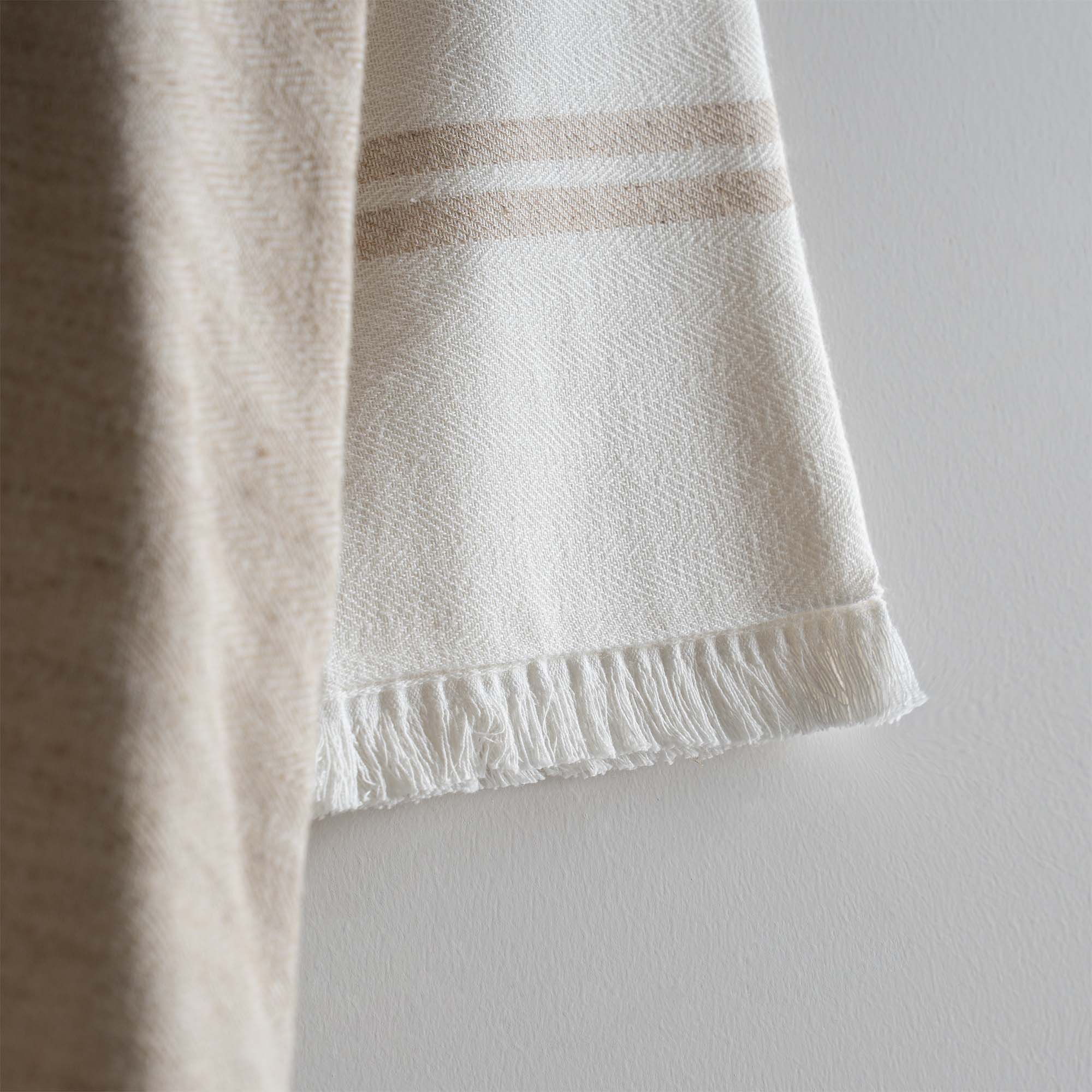 Erva Kadın Bornoz Organik Pamuk Keten Bej