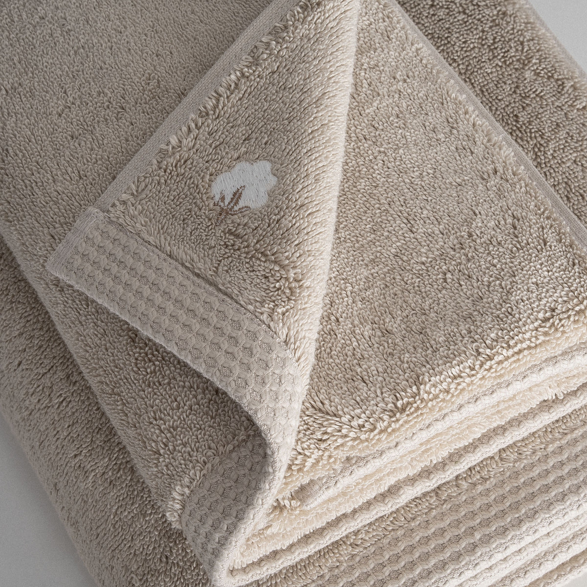 Pure Cotton 3 lü Havlu Seti Organik Pamuk Kelebek Bordürlü Bej