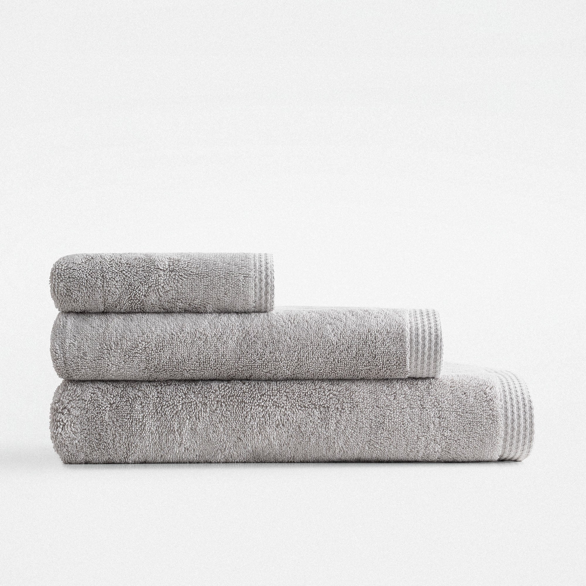 Pure Cotton 3 lü Havlu Seti Organik Pamuk Kelebek Bordürlü Gri