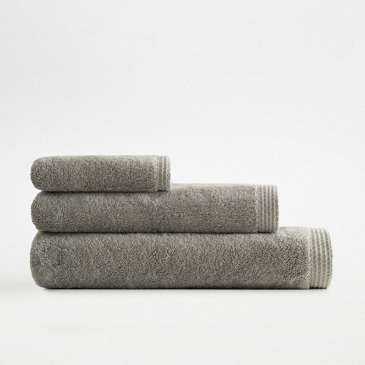 Pure Cotton 3 lü Havlu Seti Organik Pamuk Kelebek Bordürlü Yeşil