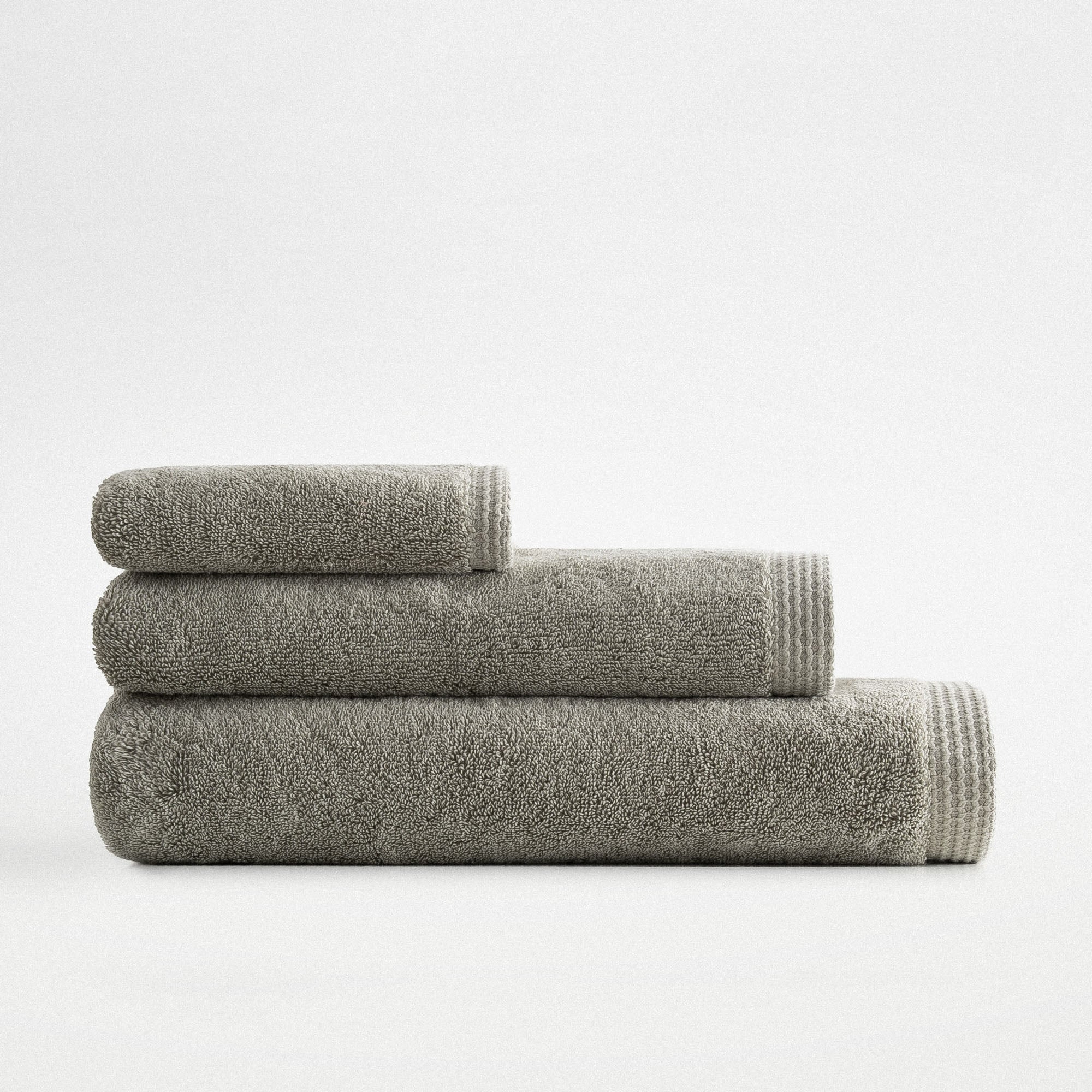 Pure Cotton 3 lü Havlu Seti Organik Pamuk Kelebek Bordürlü Yeşil