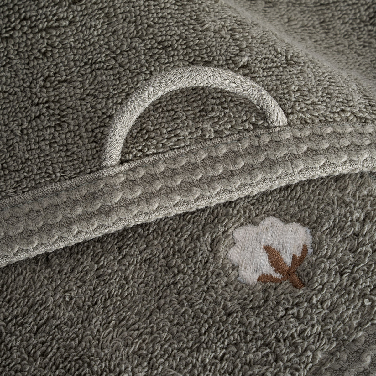 Pure Cotton 3 lü Havlu Seti Organik Pamuk Kelebek Bordürlü Yeşil