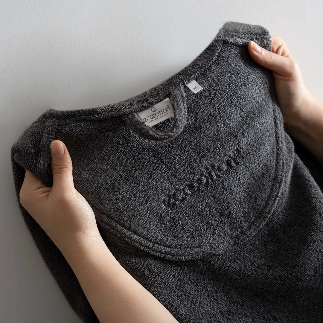 Pure Cotton Erkek Bornoz Organik Pamuk Antrasit