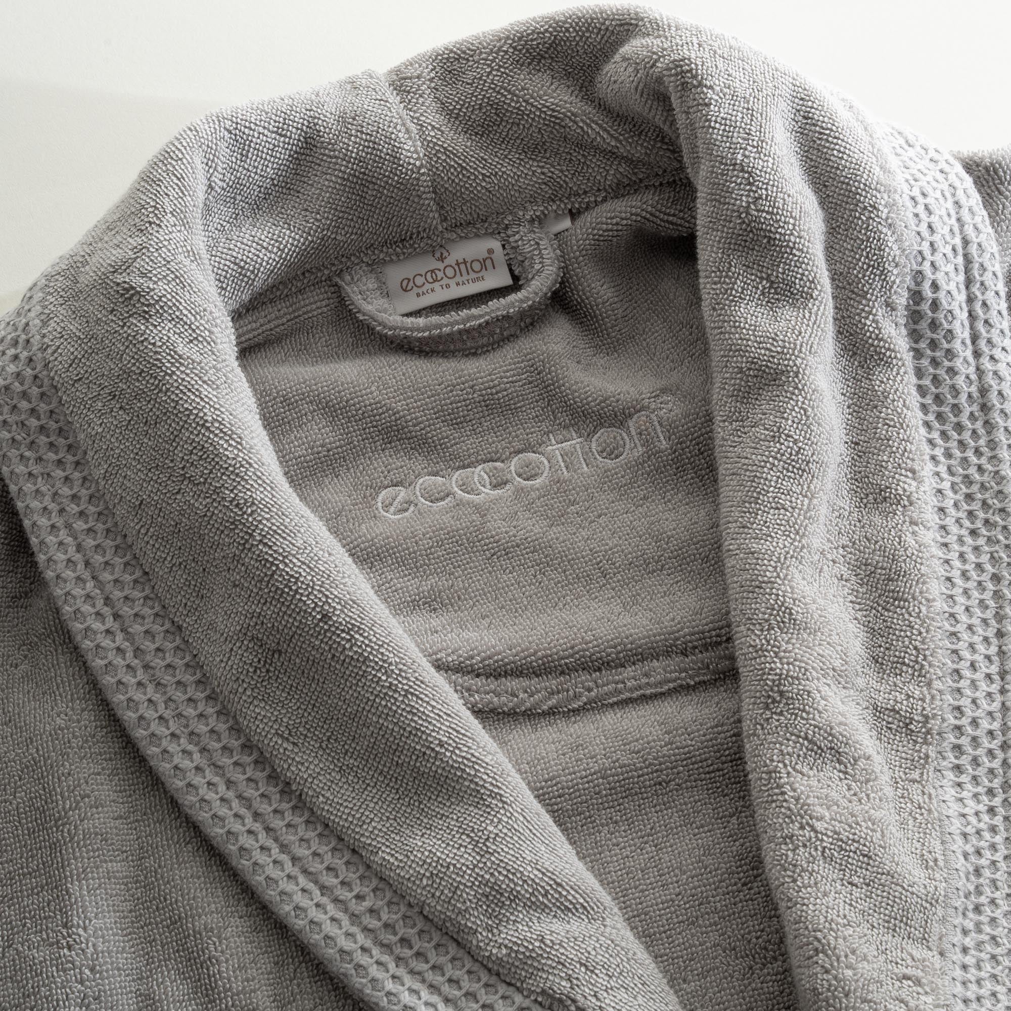 Pure Cotton Erkek Bornoz Organik Pamuk Gri