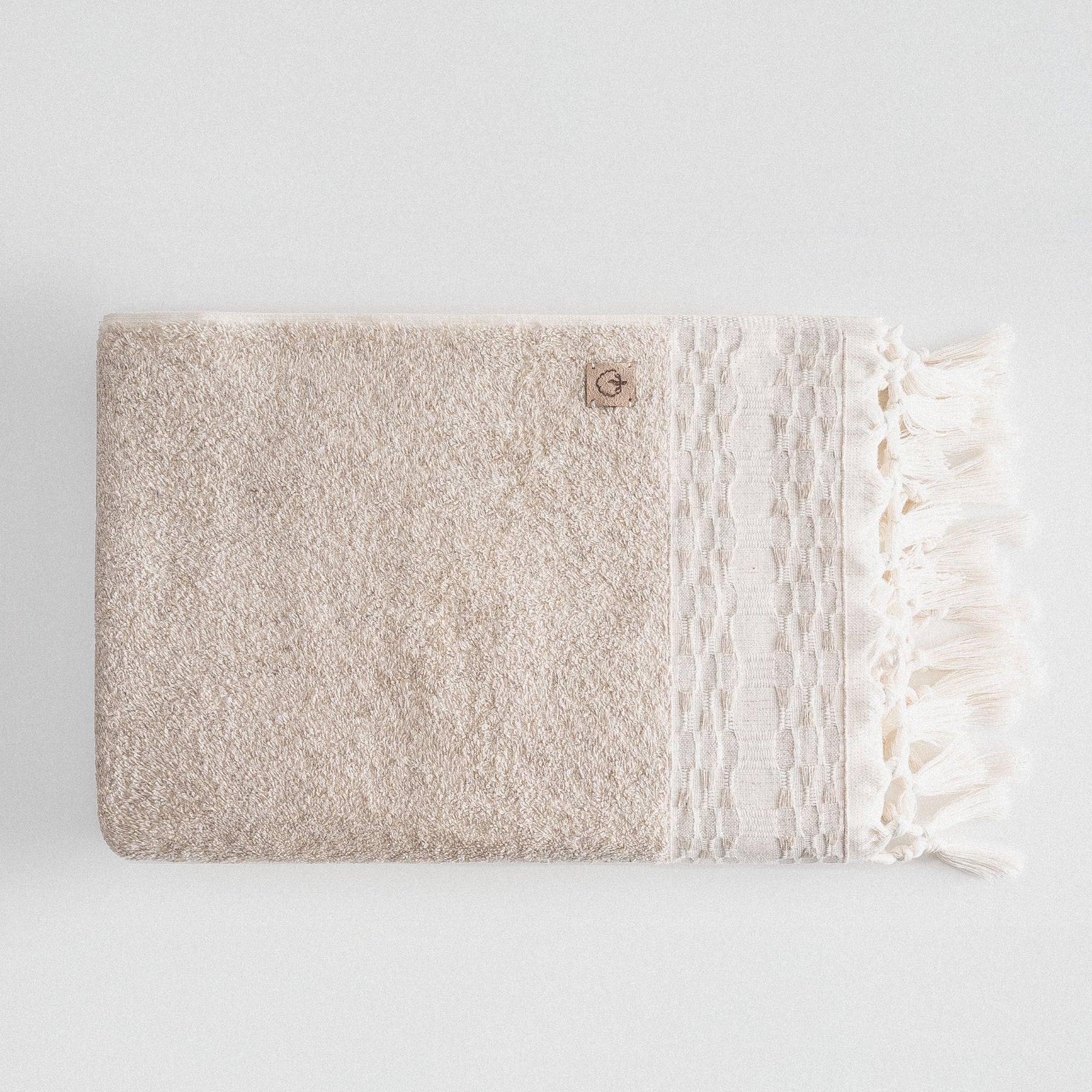 Ramina Kadın Banyo Havlusu Organik Pamuk Kenevir Bej